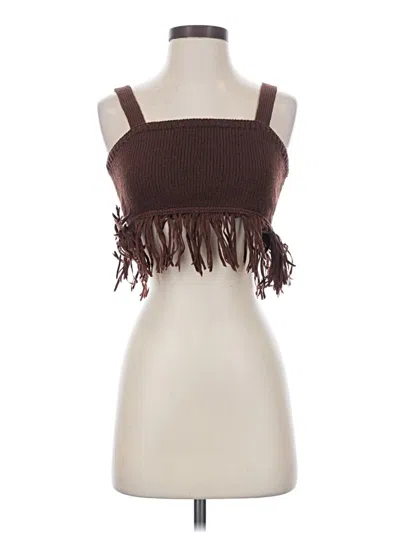 Pre-owned Saylor Sleeveless Top Brown Halter Neckline Tops