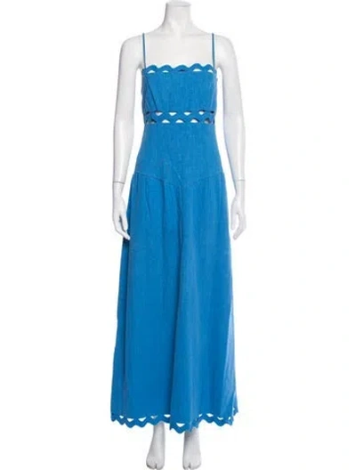 Pre-owned Saylor Square Neckline Long Dress In Blue