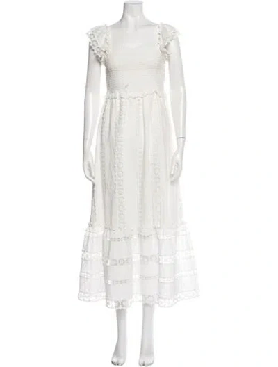 Pre-owned Saylor Square Neckline Long Dress In White