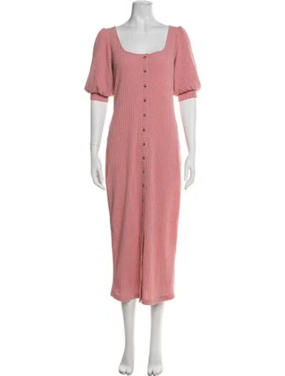 Pre-owned Saylor Square Neckline Midi Length Dress In Pink