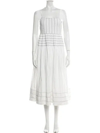 Pre-owned Saylor Square Neckline Midi Length Dress In White