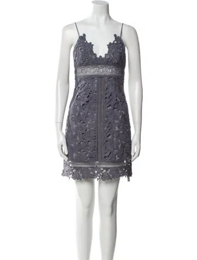 Pre-owned Saylor Square Neckline Mini Dress In Gray