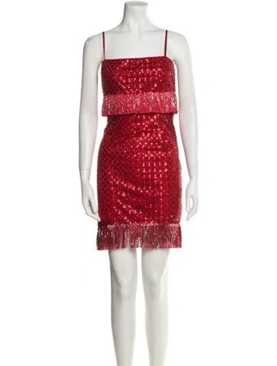 Pre-owned Saylor Square Neckline Mini Dress In Red