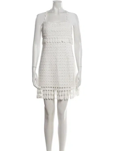 Pre-owned Saylor Square Neckline Mini Dress In White