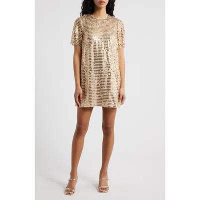 Saylor Stara Sequin Cocktail Shift Minidress In Gold