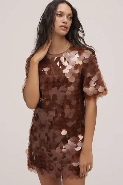 Saylor Stara Paillette Minidress In Brown