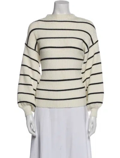 Pre-owned Saylor Striped Bateau Neckline Sweater In Neutral
