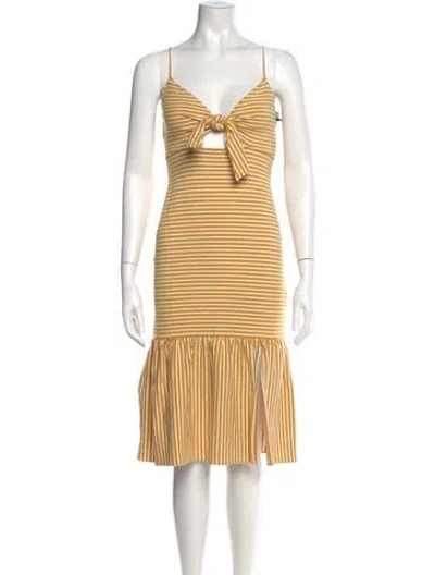 Pre-owned Saylor Striped Knee-length Dress W/ Tags In Yellow