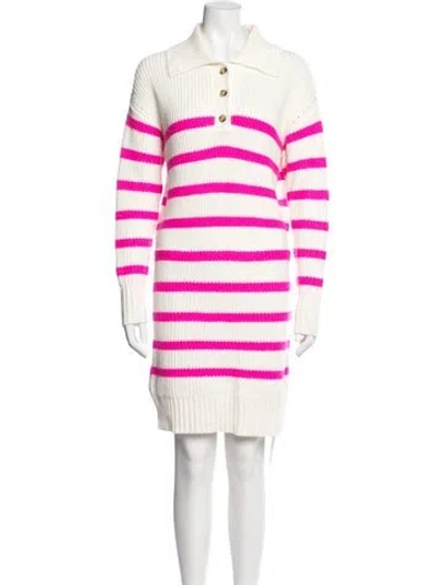 Pre-owned Saylor Striped Knee-length Dress In White