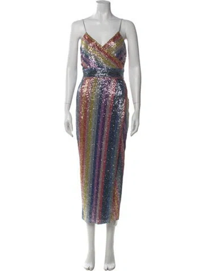 Pre-owned Saylor Striped Long Dress