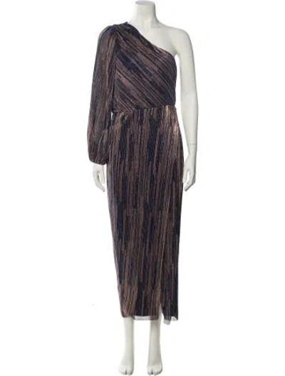 Pre-owned Saylor Striped Long Dress In Black
