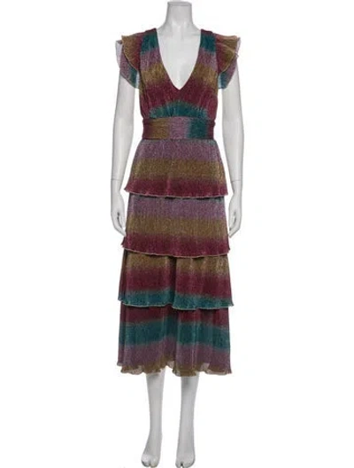 Pre-owned Saylor Striped Long Dress In Blue