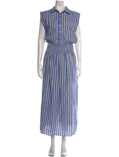 Pre-owned Saylor Striped Long Dress In Blue