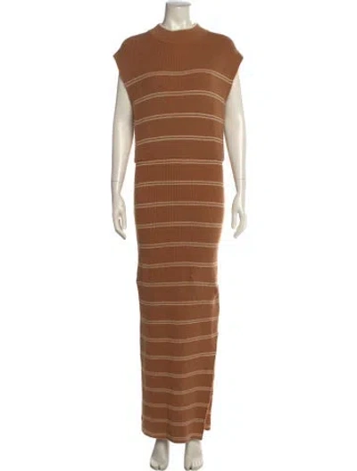 Pre-owned Saylor Striped Long Dress In Brown