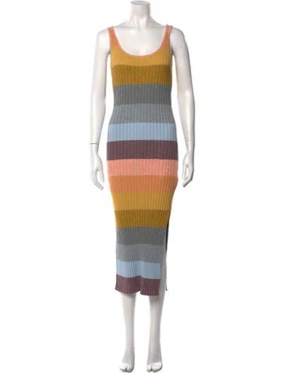 Pre-owned Saylor Striped Long Dress In Gray