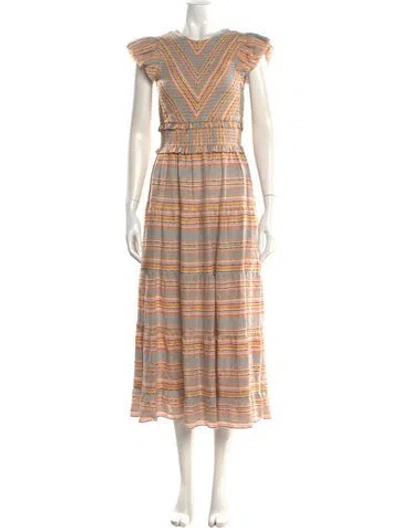 Pre-owned Saylor Striped Long Dress In Gray
