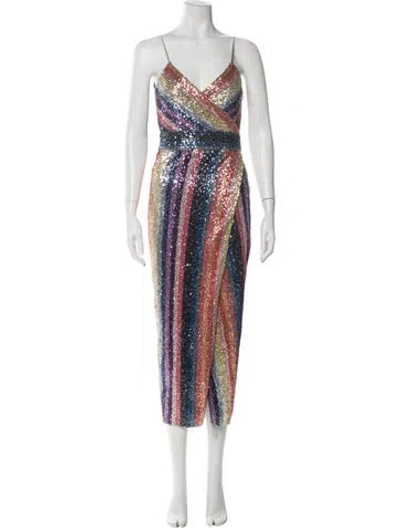 Pre-owned Saylor Striped Long Dress In Multi
