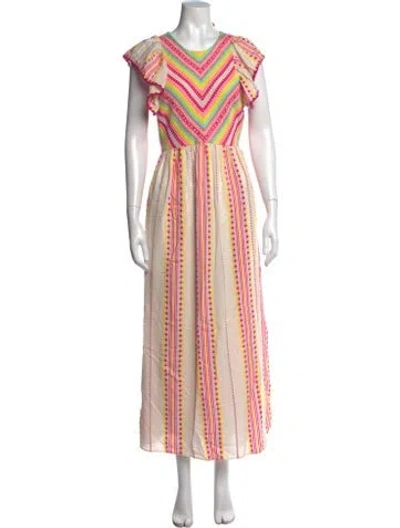 Pre-owned Saylor Striped Long Dress In Multicolor