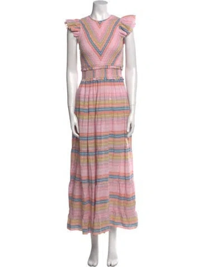 Pre-owned Saylor Striped Long Dress In Pink