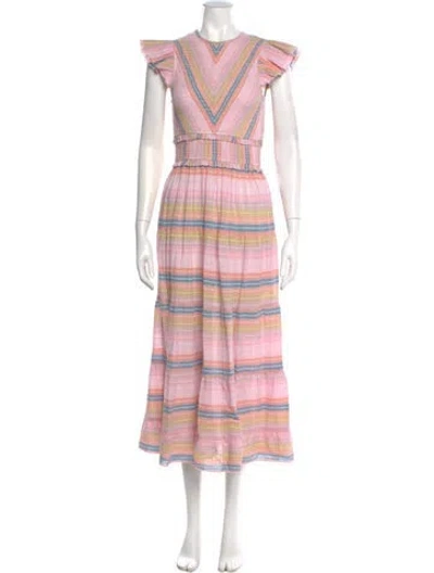 Pre-owned Saylor Striped Long Dress In Pink