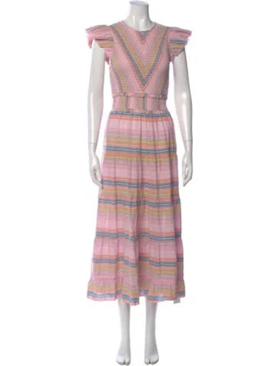 Pre-owned Saylor Striped Long Dress In Pink