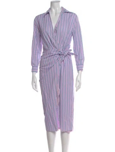 Pre-owned Saylor Striped Long Dress In Purple
