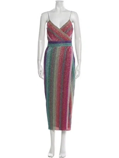 Pre-owned Saylor Striped Long Dress In Red