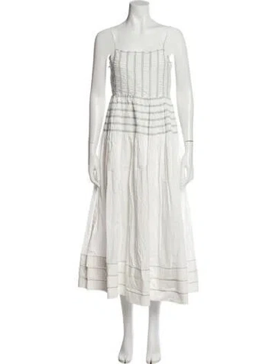 Pre-owned Saylor Striped Long Dress In White