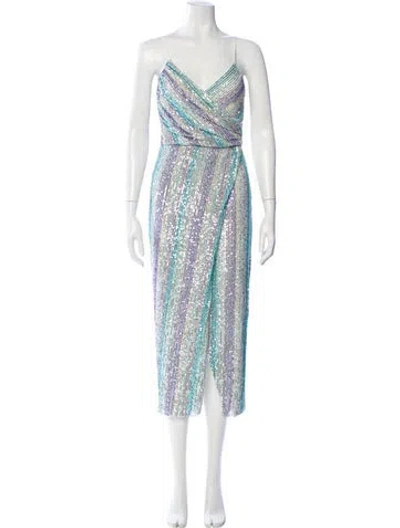Pre-owned Saylor Striped Long Dress In White