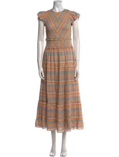 Pre-owned Saylor Striped Long Dress In Yellow