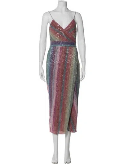 Pre-owned Saylor Striped Midi Length Dress