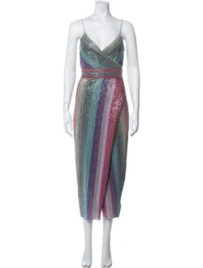 Pre-owned Saylor Striped Midi Length Dress