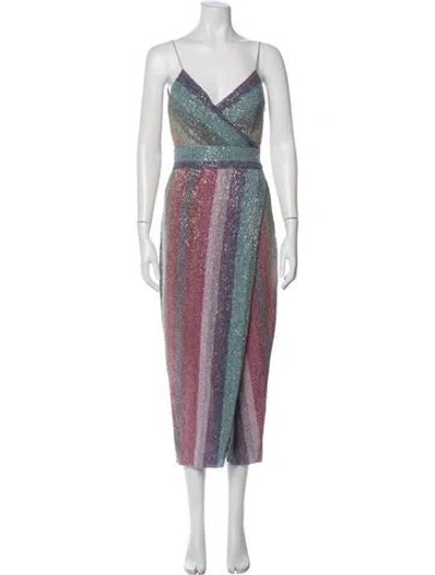 Pre-owned Saylor Striped Midi Length Dress