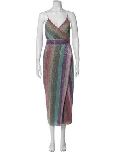 Pre-owned Saylor Striped Midi Length Dress