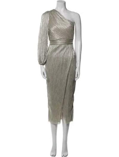 Pre-owned Saylor Striped Midi Length Dress In Gray
