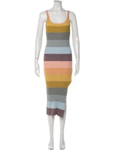 Pre-owned Saylor Striped Midi Length Dress In Multi