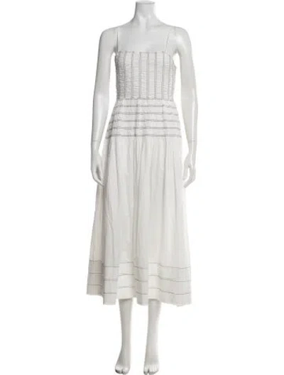 Pre-owned Saylor Striped Midi Length Dress In Neutrals