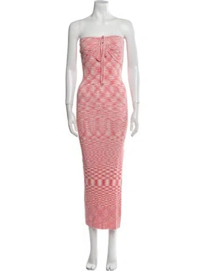 Pre-owned Saylor Striped Midi Length Dress In Orange