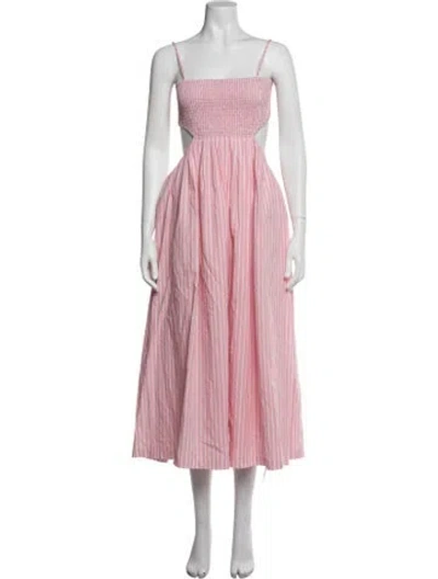 Pre-owned Saylor Striped Midi Length Dress In Pink