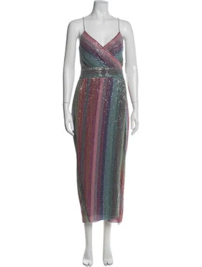 Pre-owned Saylor Striped Midi Length Dress W/ Tags In Red
