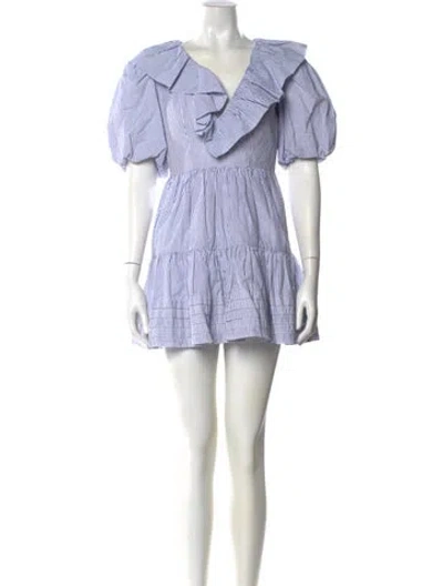 Pre-owned Saylor Striped Mini Dress In Blue