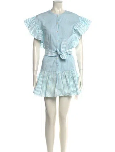 Pre-owned Saylor Striped Mini Dress In Blue