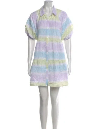 Pre-owned Saylor Striped Mini Dress In Blue