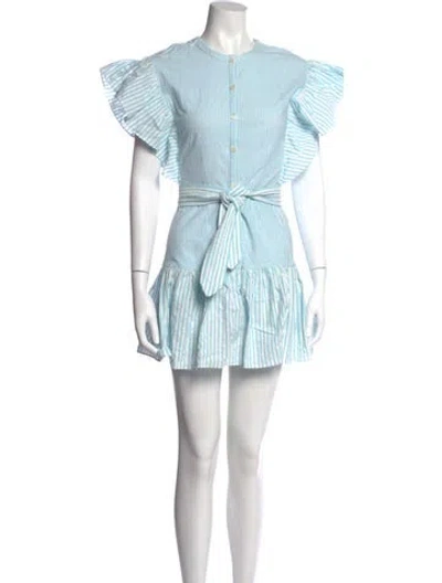 Pre-owned Saylor Striped Mini Dress In Blue