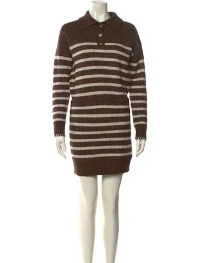 Pre-owned Saylor Striped Mini Dress In Brown