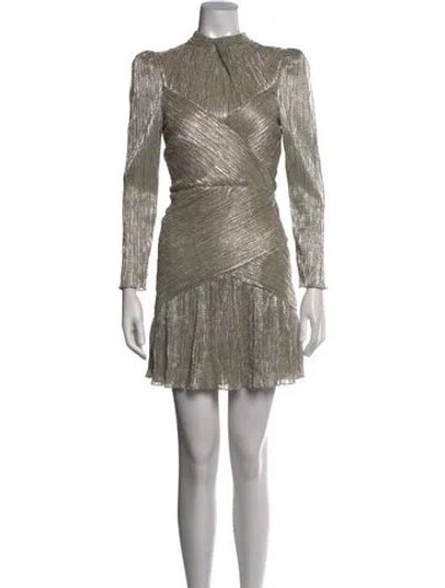Pre-owned Saylor Striped Mini Dress In Gold/metallic