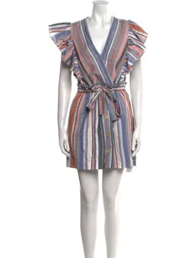Pre-owned Saylor Striped Mini Dress In Gray
