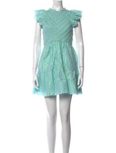 Pre-owned Saylor Striped Mini Dress In Green/metallic