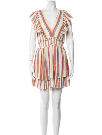 Pre-owned Saylor Striped Mini Dress In Neutrals