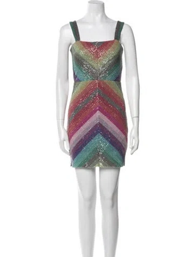 Pre-owned Saylor Striped Mini Dress In Purple